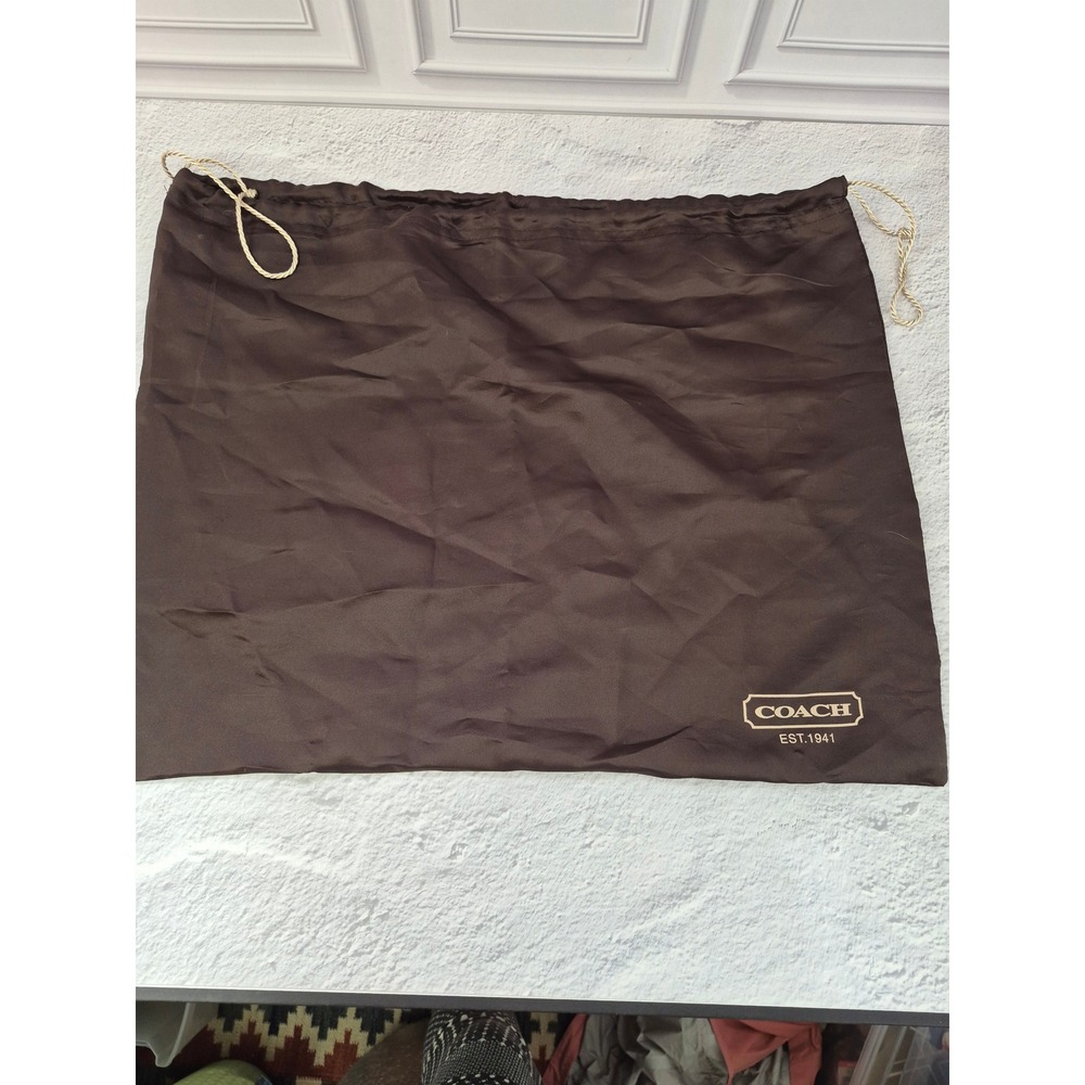 Coach Dust Bag Brown Satin Est 1941 Large Drawstring Handbag Storage 19X15